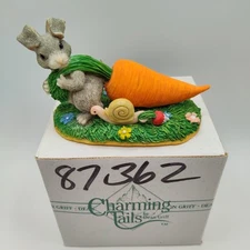 Great Condition Charming Tails TUGGIN TWO SOME Bunny Figure Carrot Snail 87/362