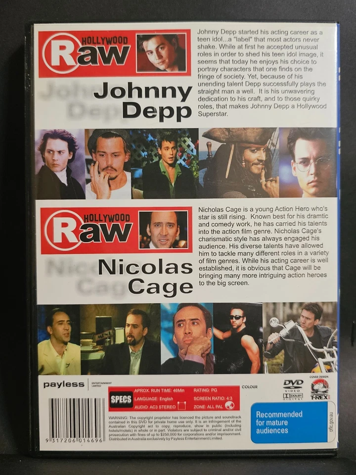 Hollywood Raw - Johnny Depp - Nicholas Cage (DVD) Zone all Pal - image 2 of 2