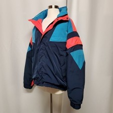 Vintage 80s Puffer Color Block Winter Snow Ski Jacket Medium