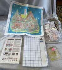 Winter House Scene Cross Stitch Kit- 24" X24" Floss Instructions Canvas Needle