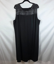Catherines Black Label Sleeveless Black Dress Women's Size 2X Faux Leather Trim