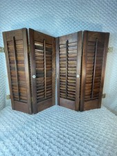 VTG! Plantation Window Shutters ~Wood~Louver~Brown~24” X 16 1/8” Set of 2! 