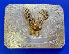 Diablo Deer Hunting Blank Trophy Ribbon to Engrave - Sterling Silver Belt Buckle