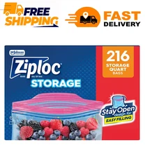 Ziploc Storage Quart Bags with New Stay Open Design, 216 ct.