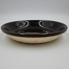 Stoneware Pie Plate Dark Brown Glaze Crock 9" Round Vintage Primitive Country