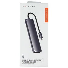 SATECHI USB-C Slim Multi-Port Adapter with Ethernet - Space Gray (ST-UCSMA3M)