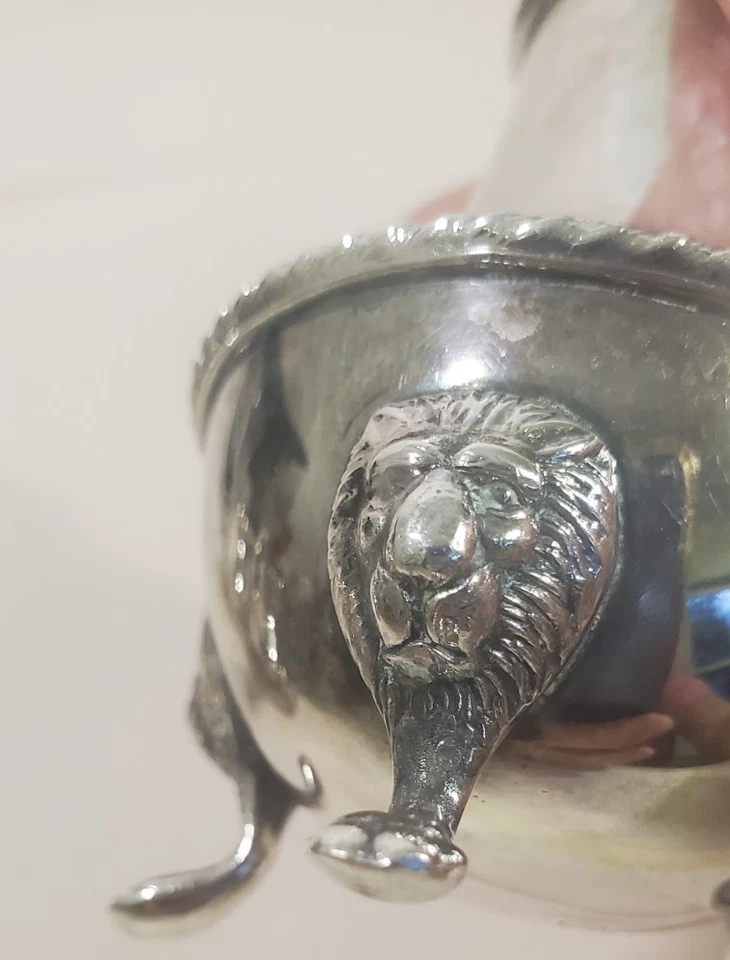 Barker Brothers Plateado Birmingham Inglaterra Sal Azúcar Shaker Cabeza de León Foto 2 de 4