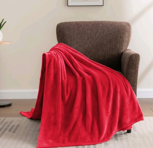 Fleecedecke rot Überwurf Decke für Couch & Bett, Luxus Plüsch Kuschelig Flauschig... - Bild 8 von 9