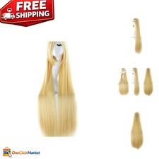 40" Blonde Long Straight Anime Cosplay Wig - Adjustable Cap  Heat Resistant