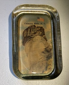 VINTAGE GLASS PAPERWEIGHT CHIMNEY ROCK, NORTH CAROLINA Rare 40s 50s Display