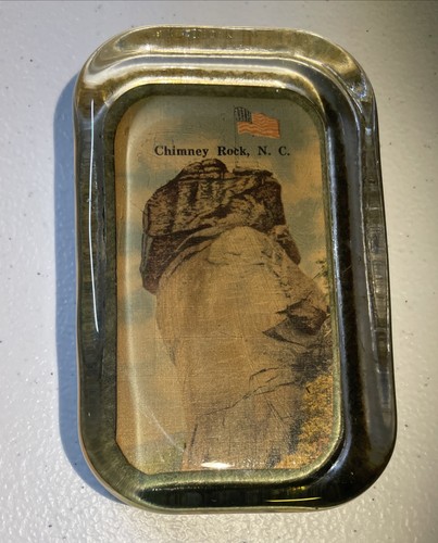 VINTAGE GLASS PAPERWEIGHT CHIMNEY ROCK, NORTH CAROLINA Rare 40s 50s Display
