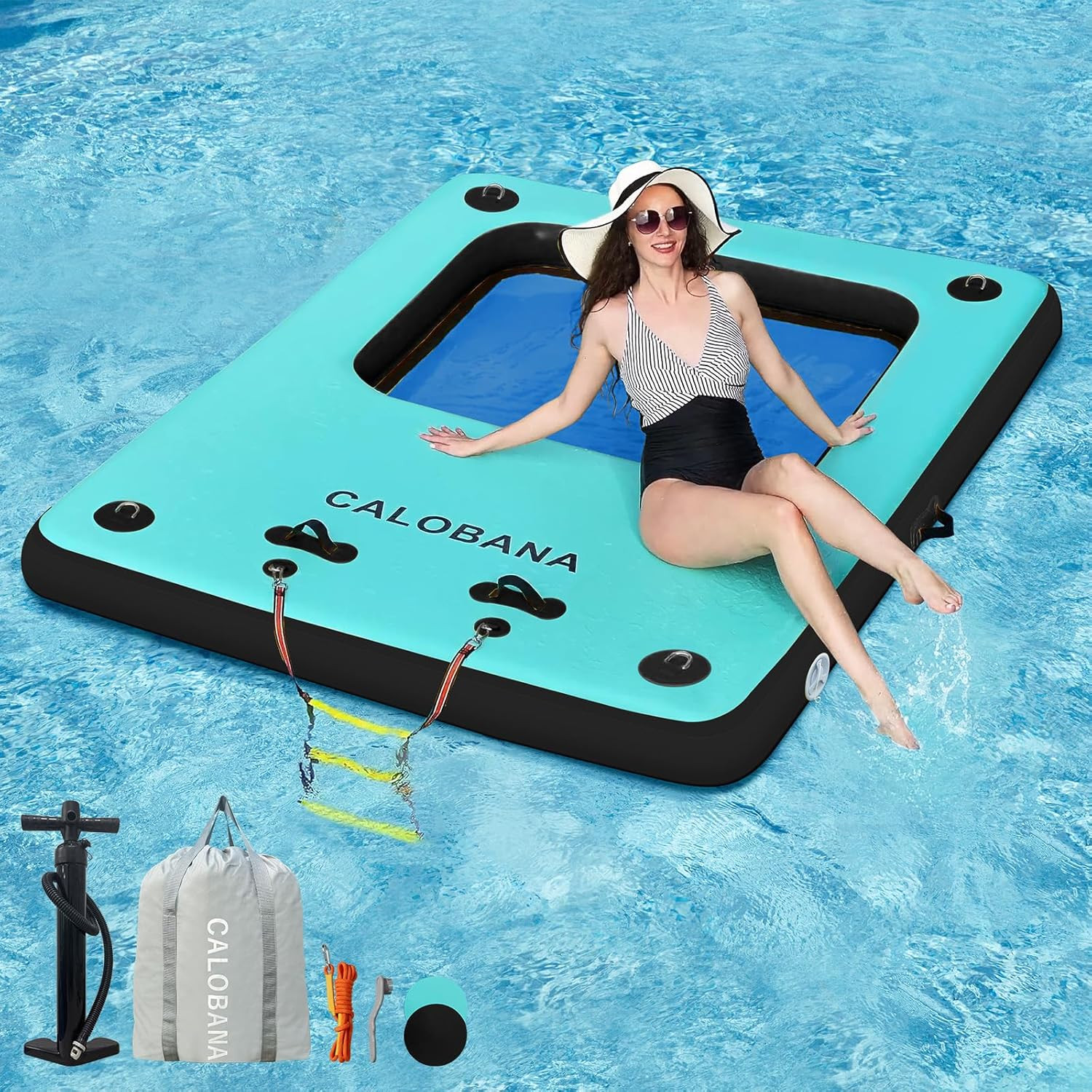 Muelle flotante inflable, flotadores de lago para adultos, balsa flotante