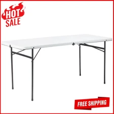 6 Ft Bi-Fold Plastic Folding Table Outdoor Barbecues Carrying Handle Durable New