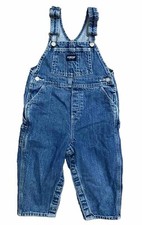 Vintage OSHKOSH B'GOSH Carpenter Toddler Overalls Snap Legs 24M Vestbak Denim
