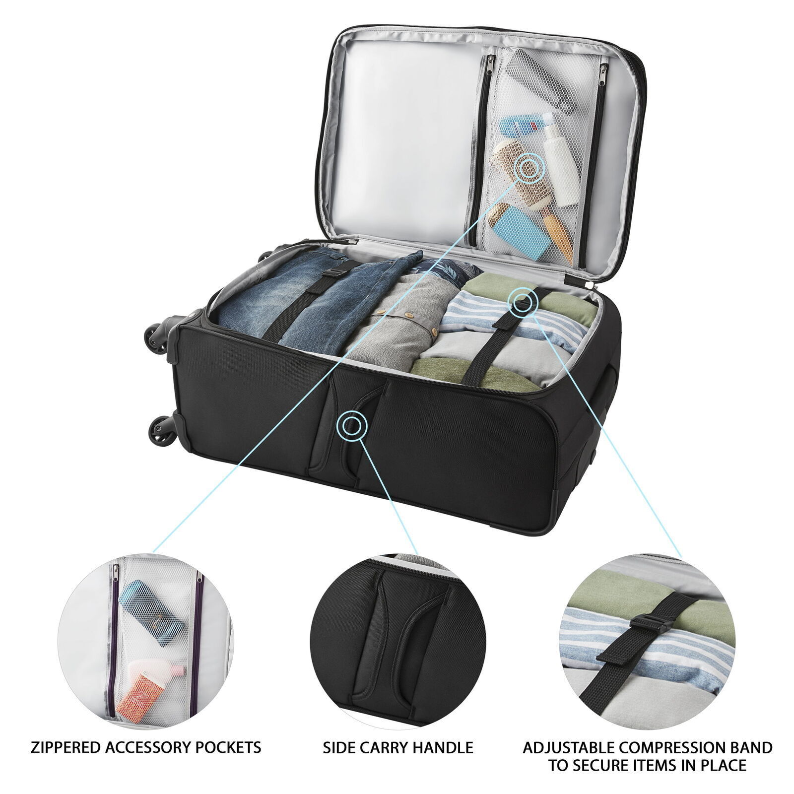 28" Arendale Rolling Spinner Uprigh Luggage, Meets Airline CheckIn