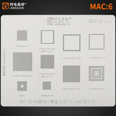 Amaoe Stencil For macbook A1989/A1990 T2 Power RAM/CPU/EC BGA Stencil Reballing