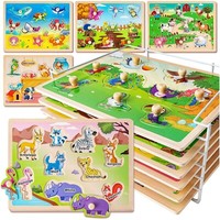 Einzigartiges Lernspielzeug: 6 Holzpuzzle Mit Tieren FüR Kinder Ab 18 Monaten