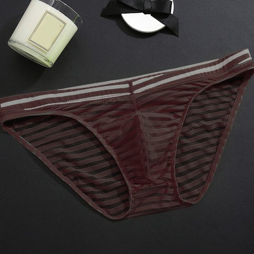 Lingerie Striped Panties Thongs Briefs Men Underwear Stretchy Striped Ice Silk ` - Bild 15 von 28
