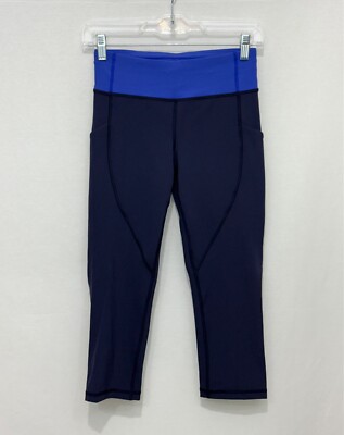 Lululemon Quick Feet Crop Womens Leggings Navy Mid Rise