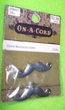 * New ~ on-a-cord - 10mm Mustache Slider~ set of two in package  ~ MSRP $2.99