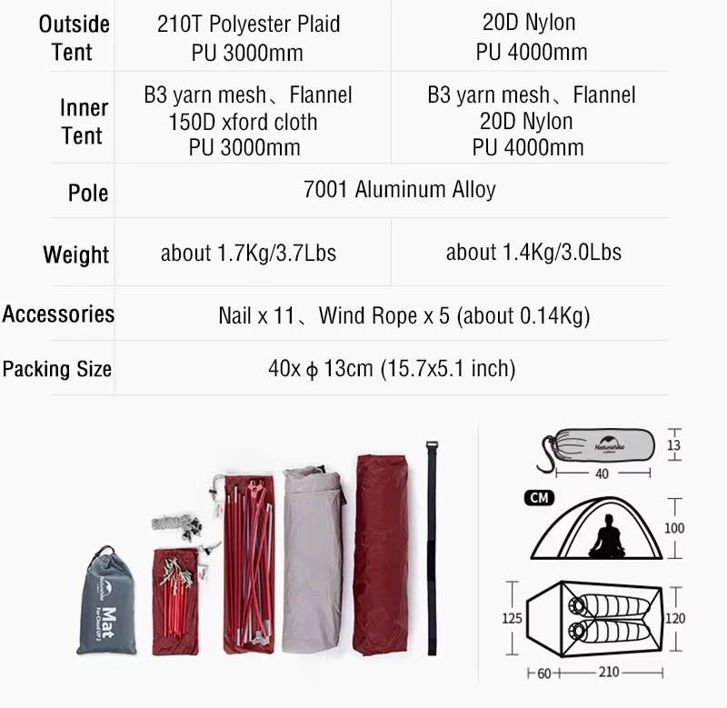 Tienda Trekking Naturehike 2P - Ultraligera, Impermeable y Perfecta para Exterior! Foto 2 de 4