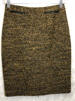 Classiques Entier Tweed Boucle Pencil Skirt Sz 8 Brown Black Tan Wool Blend