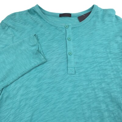 $145 ATM Anthony Thomas Melillo Destroyed Henley Shirt Amalfi Green Mens Small