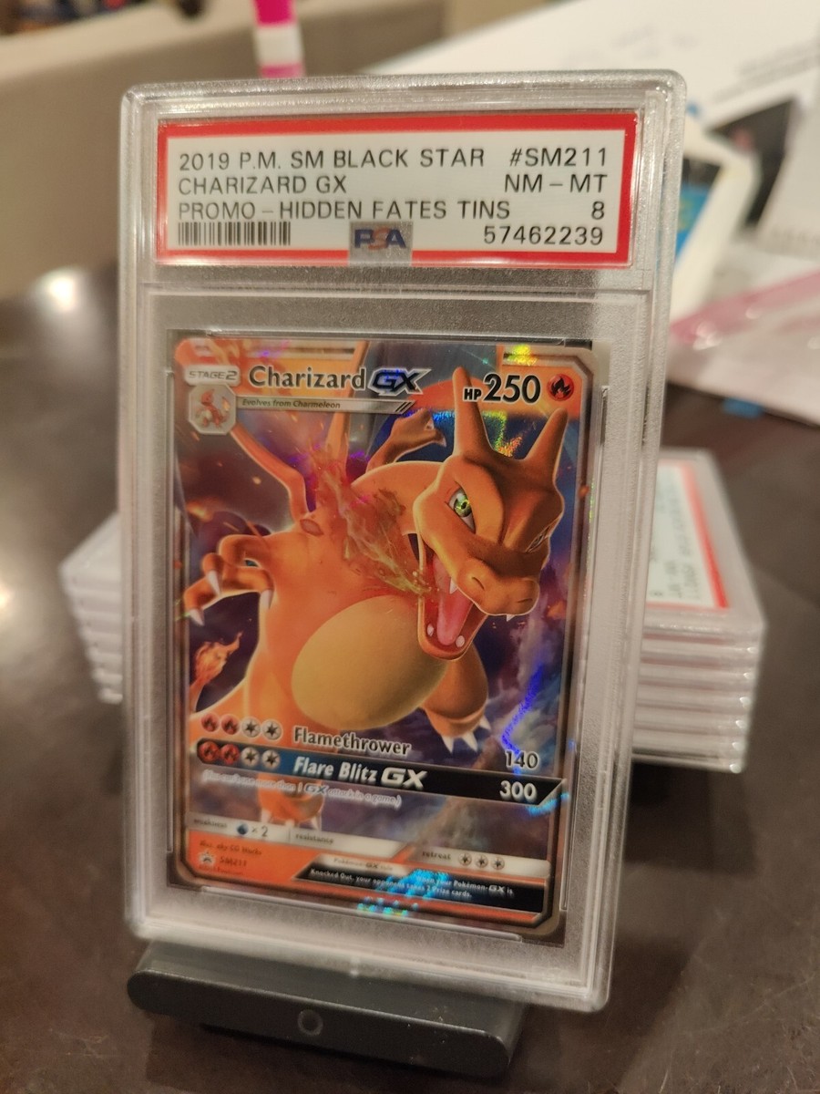 PSA 8 NM-MINT 2019 Charizard GX Hidden Fates Black Star