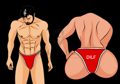 H.E.Arts DILF custom Print Mens Red white contrast cheeky bikini underwear