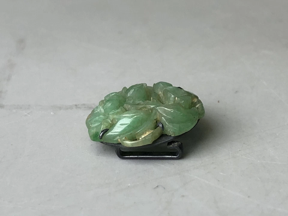 Y7768 OBIDOME Jade engraving Sash clip brooch Japan antique kimono accessory - Image 3 of 4