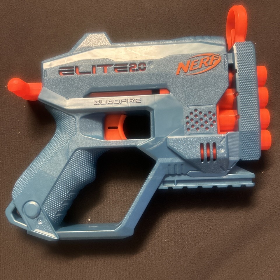 Nerf Elite 2.0 Quadfire Blue Dart Gun; Works eBay