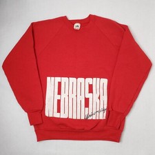 Vintage 90s Nebraska Huskers Crewneck Sweatshirt Size L Large Big Logo USA MADE