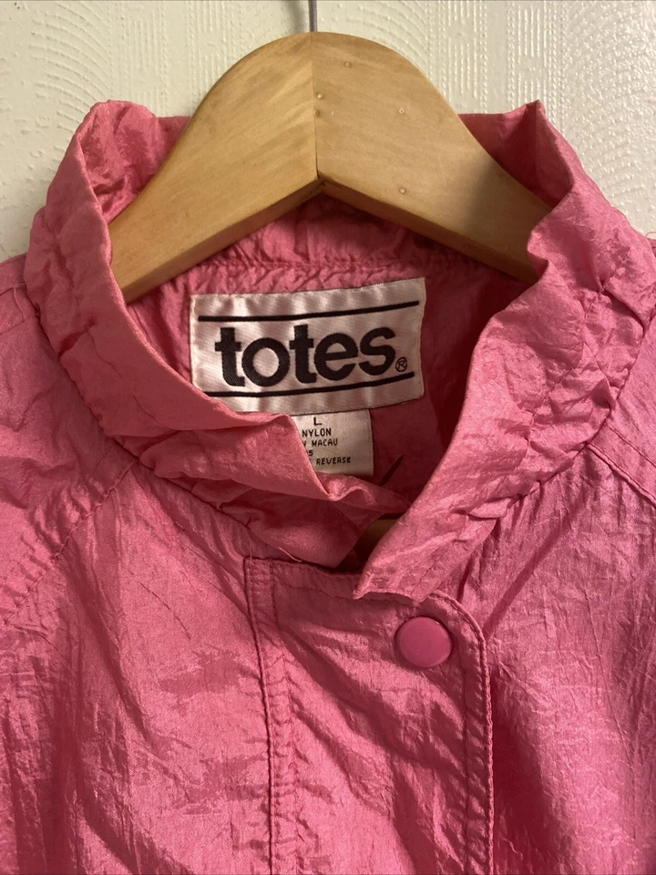 Chaqueta cortavientos Totes vintage años 80 90 para mujer grande nailon rosa exterior Foto 4 de 4