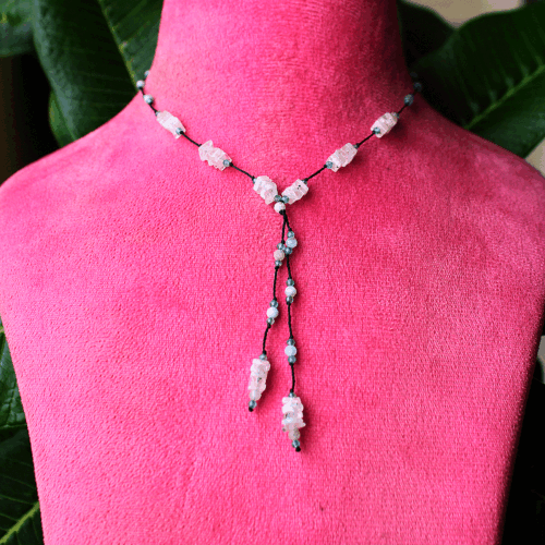 Handmade Natural Rainbow Moonstone Micro Macrame Beaded Reiki Gemstone Necklace - Picture 9 of 14