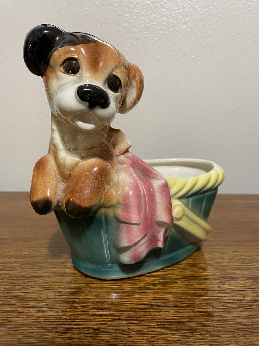 新品アメリカ60-70年代高級大型犬アフガンを携えた貴婦人の陶器オブジェ Sitting proud and elegant, this vintage ceramic Afghan Hound
