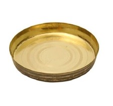 India Latón Kasha Thali, Latón, 1 Pieza, PARA Pooja, 10 pulgadas Bhog dios hindú puja
