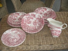 SERVICE 3 PERSONNES  FAÏENCE ANGLAISE CHASSEUR  MYOTT  ROSE Torsadé