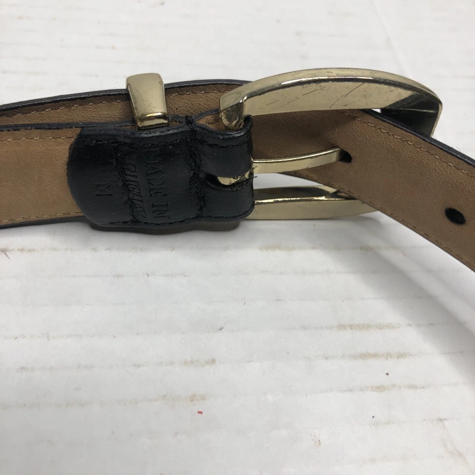 Cinturón Kenneth Cole New York de cuero negro para mujer talla LG hebilla de latón genuino Foto 3 de 4