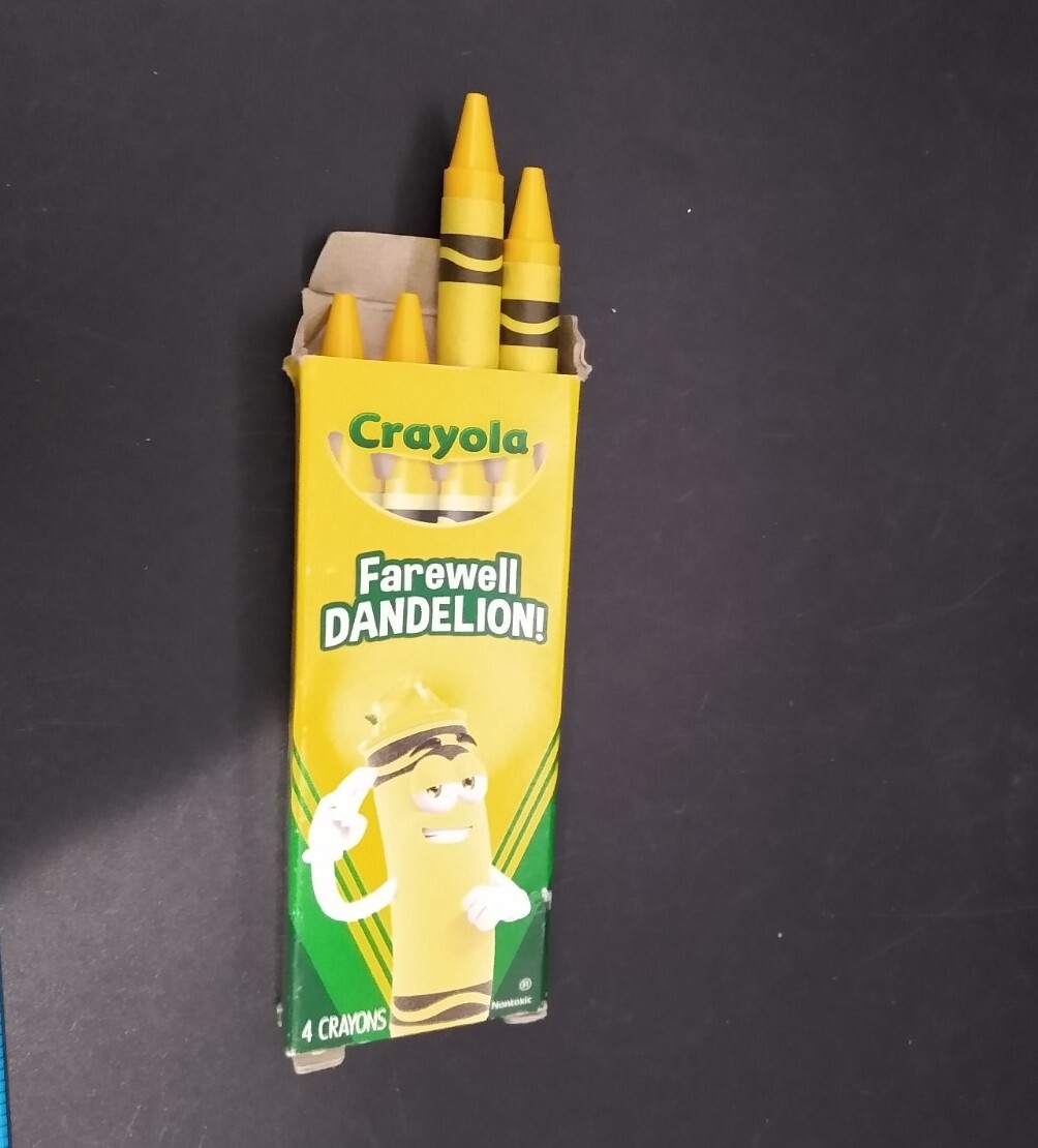 Discontinued Color! Crayola Farewell Dandelion! 1 Box with 4 Crayons
