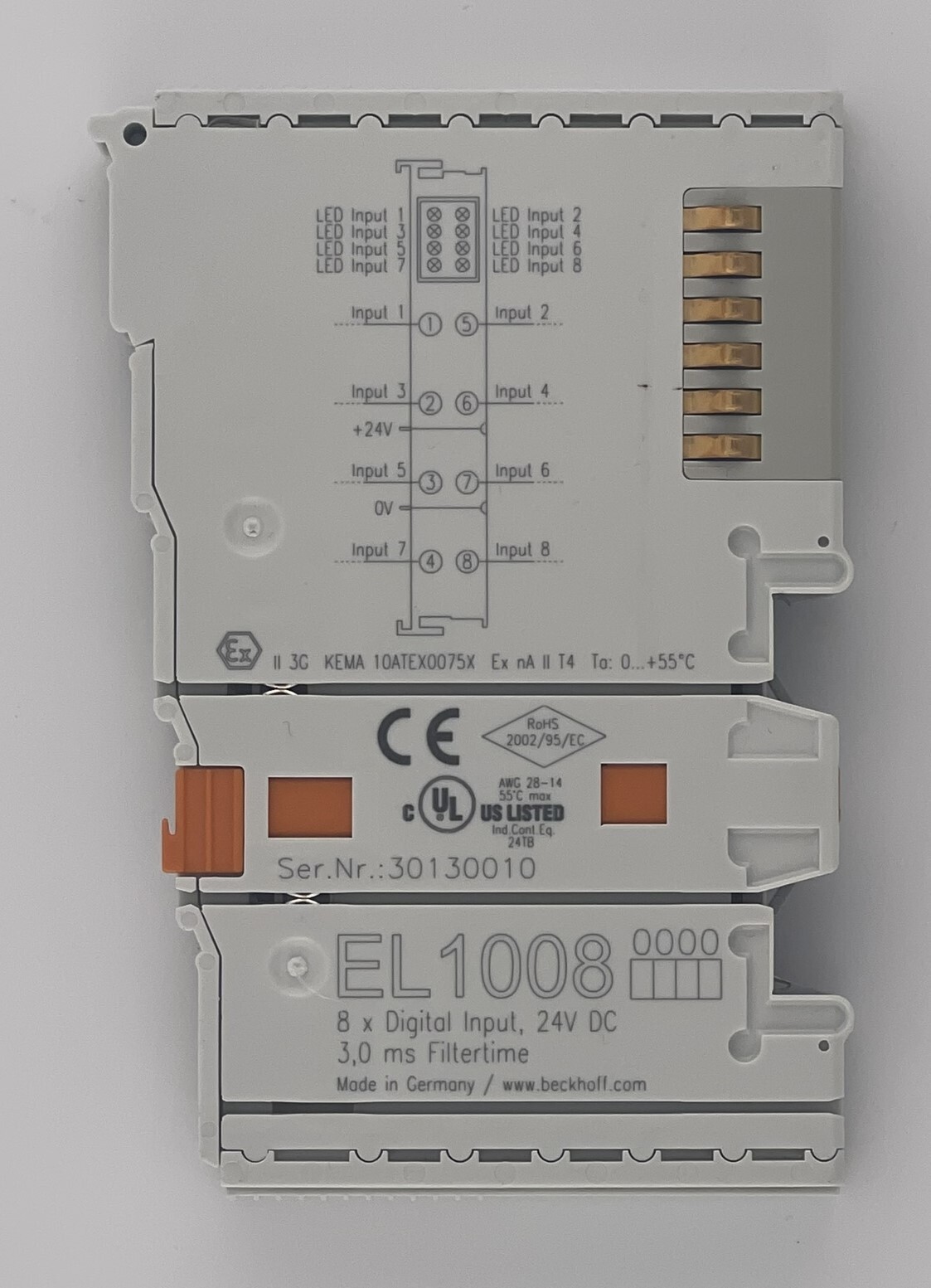 BECKHOFF EL1008-0000 EtherCAT Terminal 8-Channel Input Module 24VDC ...
