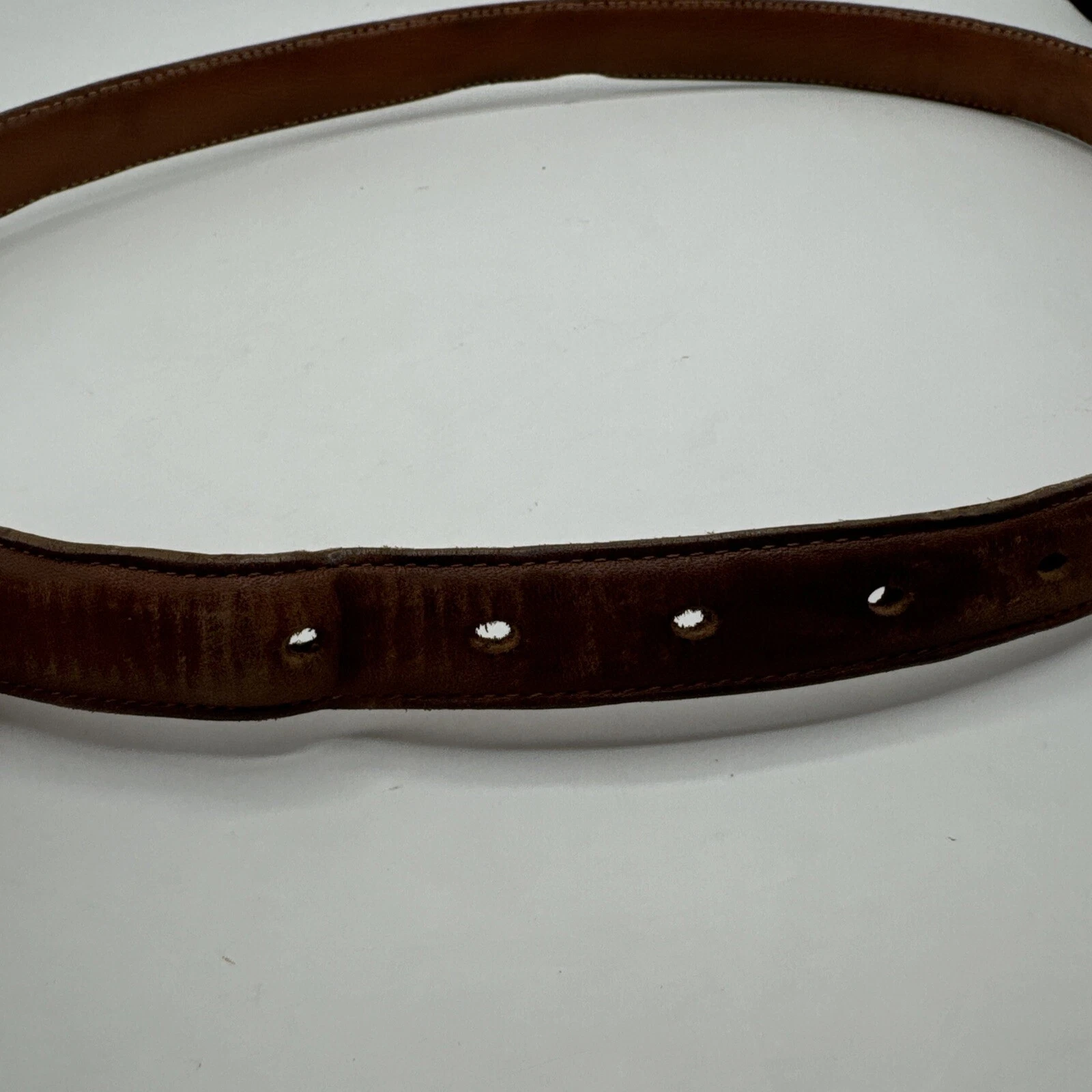 Coach Cintura Pelle Uomo 36 Marrone Ottone Fibbia Guanto Conciato #6611 Designer