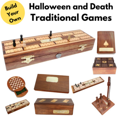 Halloween und Tod traditionelle Holzspiele mit kostenloser Gravur