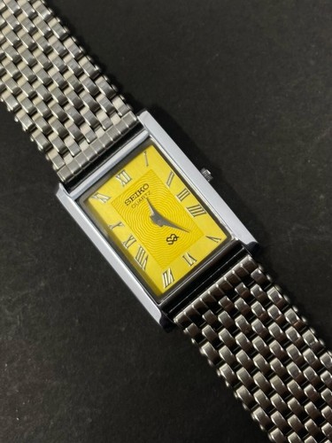 Seiko Slim YELLOW DIAL -SILVER CASE Wrist Watch - FREE SHIPPING - Picture 2 of 9
