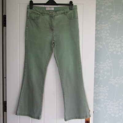 Matalan Papaya faded green stretch cotton denim boot cut mid rise jeans uk 12