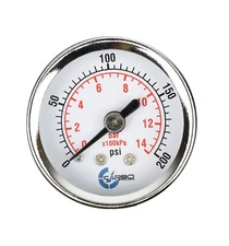 1-1/2" Pressure Gauge - Chrome Plate Steel Case, 1/8"NPT, Back Mnt. 200 PSI