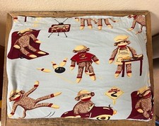 Nick & Nora Sock Monkey 100% Cotton Flannel Flat Sheet Full