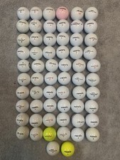 62 Used Pinnacle golf balls white yellow pink