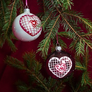 Détails Sur Boules De Noël Avec Herzchenmotiv 6 Noël Soufflé à La Bouche En Verre