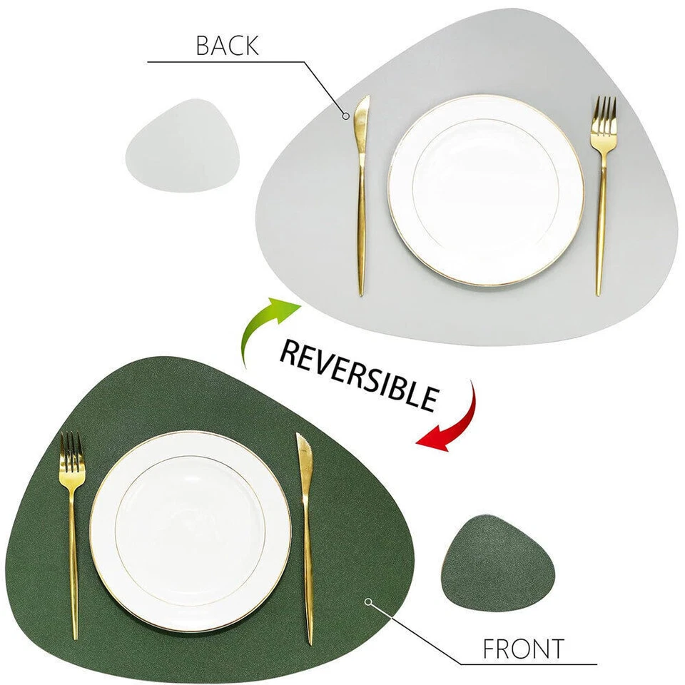 Set of 8 Leather Placemats and Coasters Dining Table Place Mat Heat-Resistant - Image 2 of 4