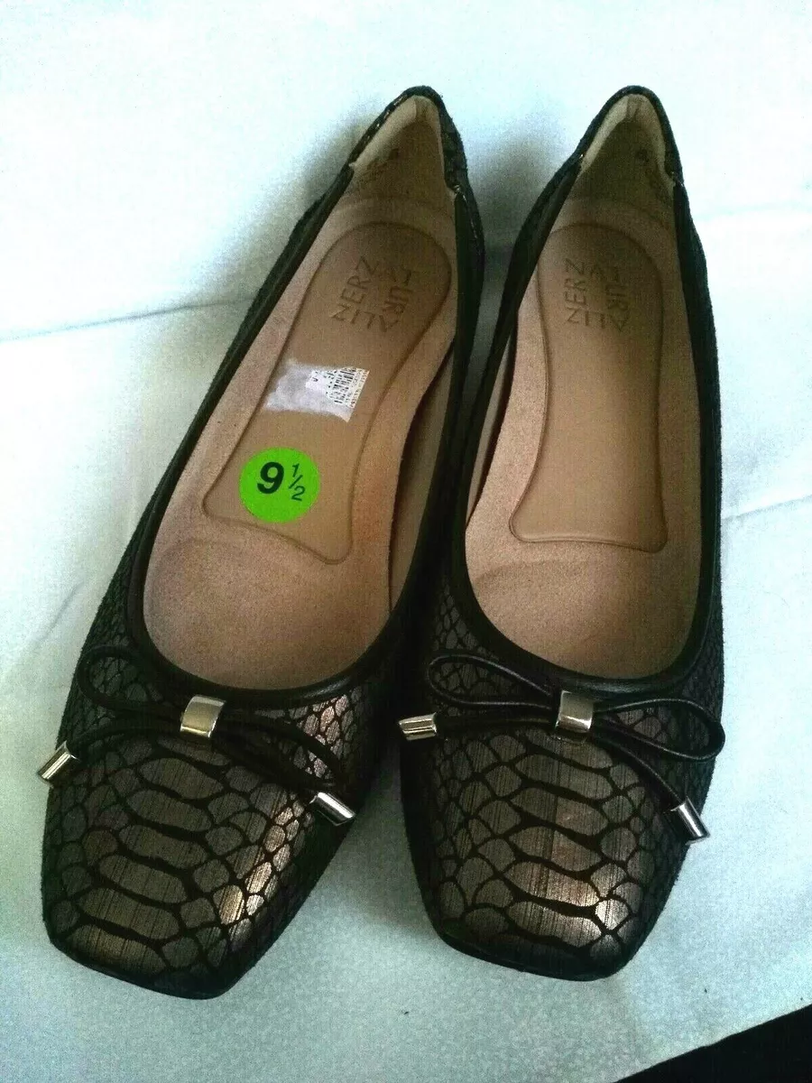 NATURALIZER DOVE WEDGE FLATS BRONZE SNAKE NEW 9.5 M